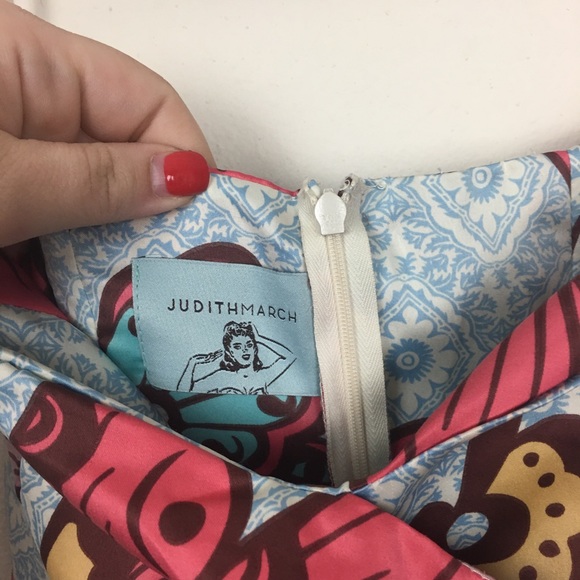 Judith March strapless Blue Butterfly Print dress - Picture 6 of 9